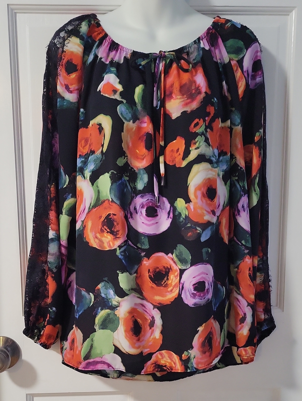Women's Cato Floral Peasant Blouse Size Large